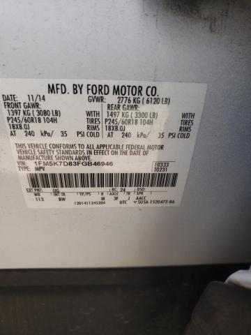 Photo 10 from auction – 2015 FORD EXPLORER X with VIN 1FM5K7D83FGB46946