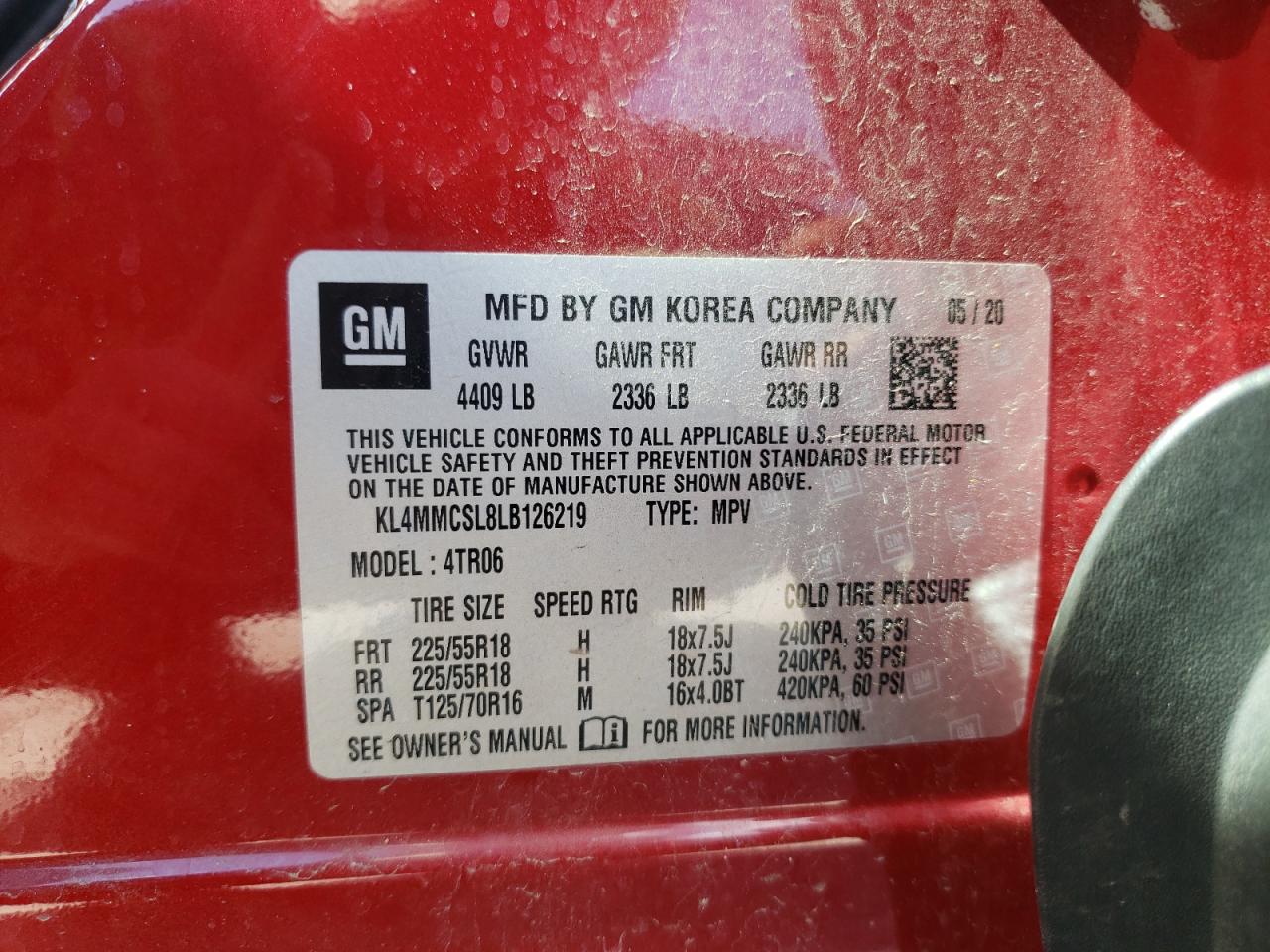 Photo 10 from auction – 2020 BUICK ENCORE GX with VIN KL4MMCSL8LB126219