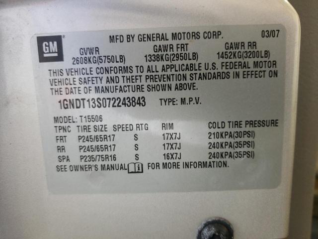 Photo 10 from auction – 2007 CHEVROLET TRAILBLAZE with VIN 1GNDT13S072243843
