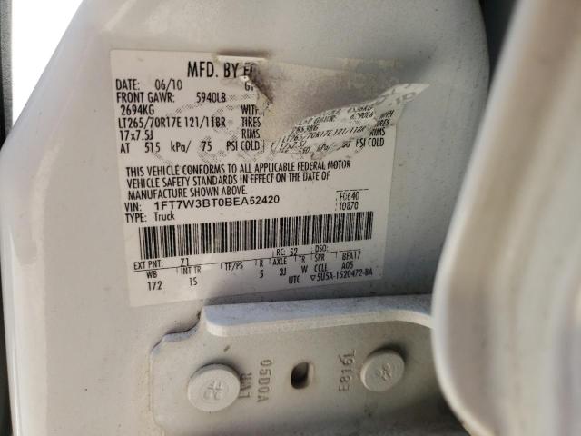 Photo 10 from auction – 2011 FORD F350 SUPER with VIN 1FT7W3BT0BEA52420