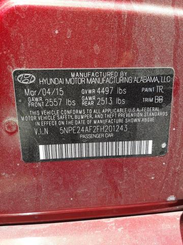 Photo 10 from auction – 2015 HYUNDAI SONATA SE with VIN 5NPE24AF2FH201243