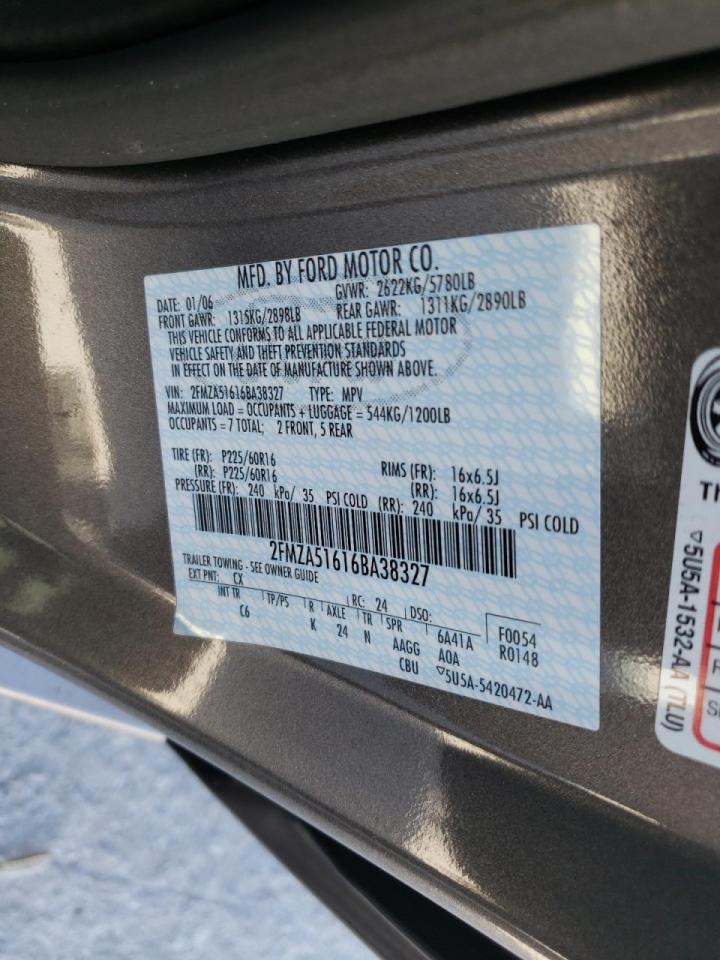Photo 10 from auction – 2006 FORD FREESTAR S with VIN 2FMZA51616BA38327
