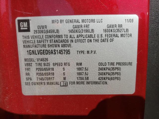 Photo 10 from auction – 2010 CHEVROLET TRAVERSE L with VIN 1GNLVGED9AS145795