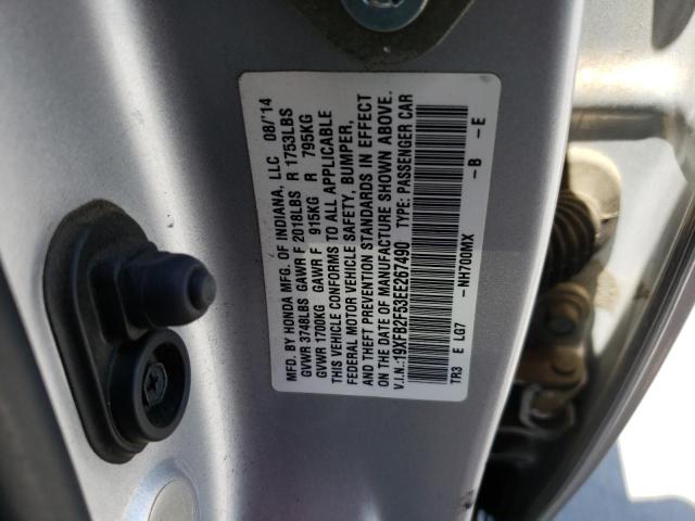 Photo 10 from auction – 2014 HONDA CIVIC LX with VIN 19XFB2F53EE267490