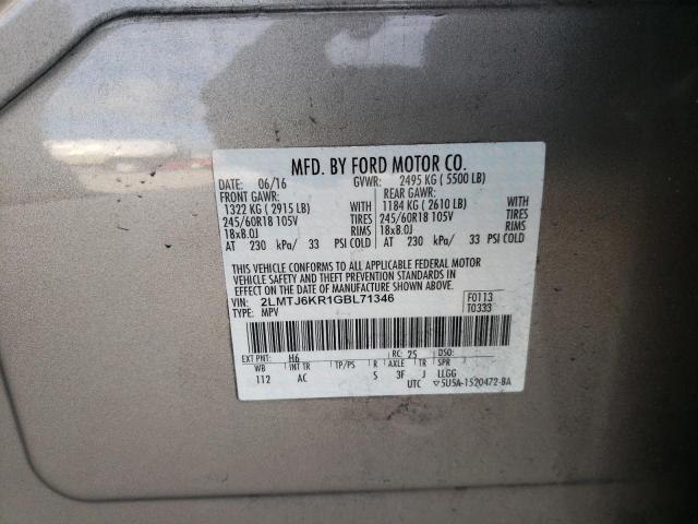 Photo 10 from auction – 2016 LINCOLN MKX SELECT with VIN 2LMTJ6KR1GBL71346