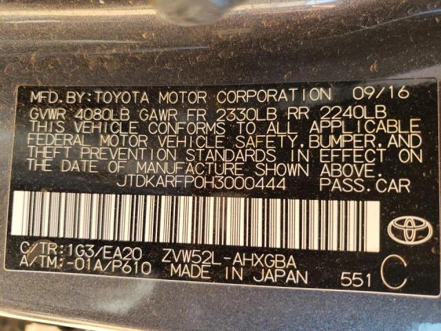 Photo 10 from auction – 2017 TOYOTA PRIUS PRIM with VIN JTDKARFP0H3000444