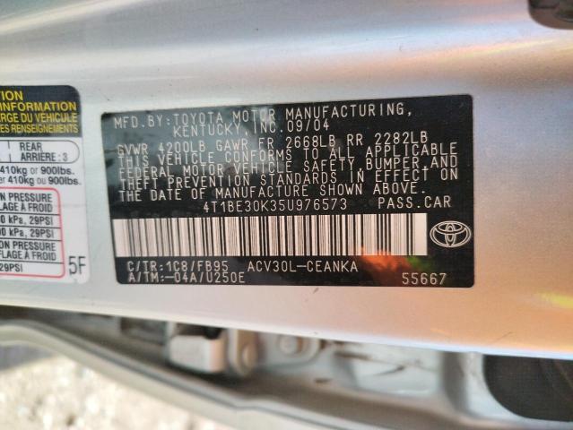 Photo 10 from auction – 2005 TOYOTA CAMRY LE with VIN 4T1BE30K35U976573