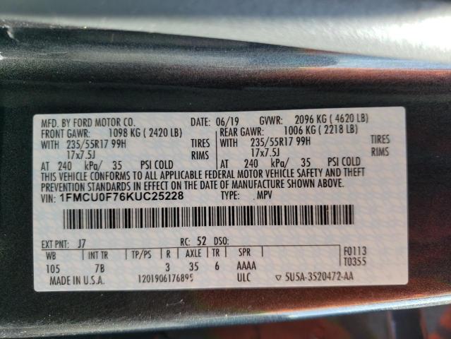 Photo 10 from auction – 2019 FORD ESCAPE S with VIN 1FMCU0F76KUC25228