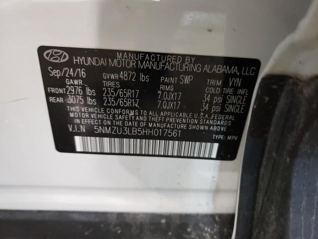 Photo 10 from auction – 2017 HYUNDAI SANTA FE S with VIN 5NMZU3LB5HH017561