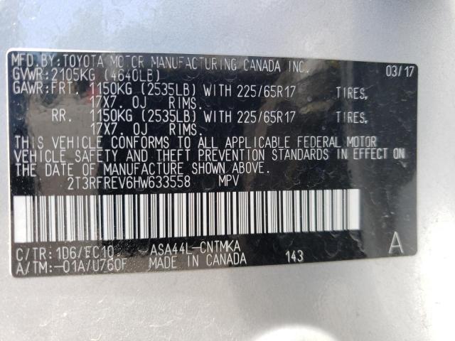 Photo 10 from auction – 2017 TOYOTA RAV4 XLE with VIN 2T3RFREV6HW633558