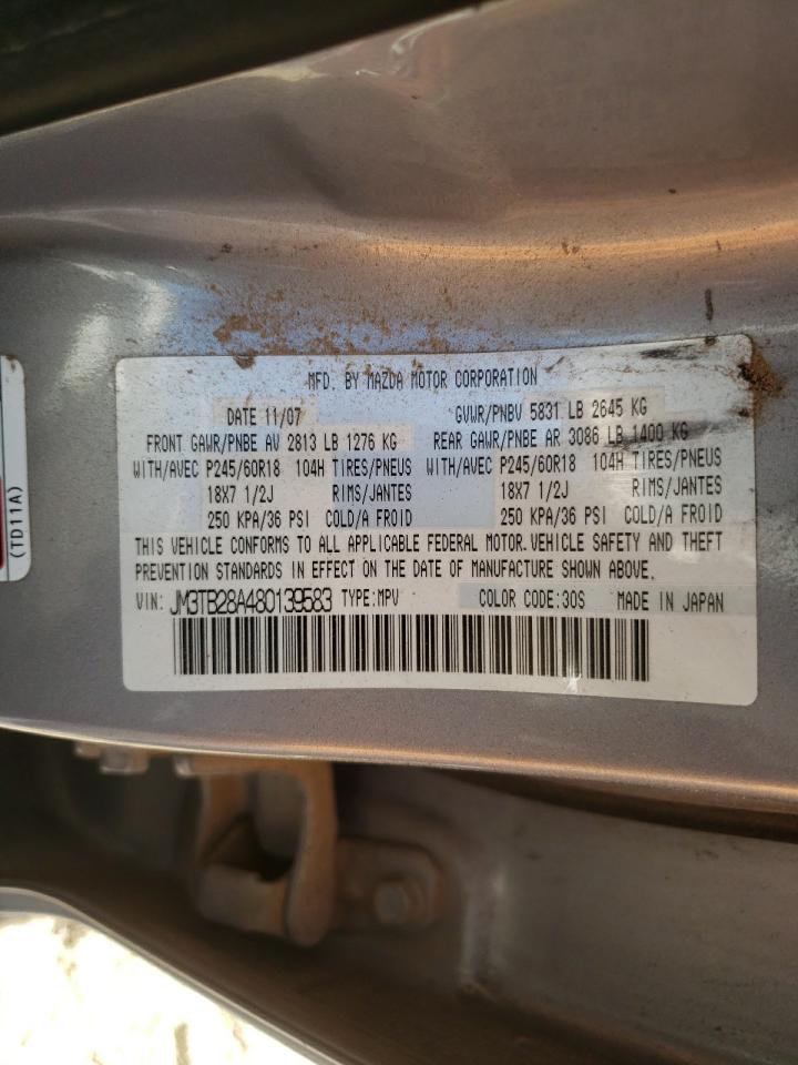 Photo 10 from auction – 2008 MAZDA CX-9 with VIN JM3TB28A480139583