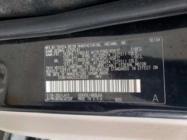 Photo 10 from auction – 2005 TOYOTA SEQUOIA LI with VIN 5TDBT48A25S238263