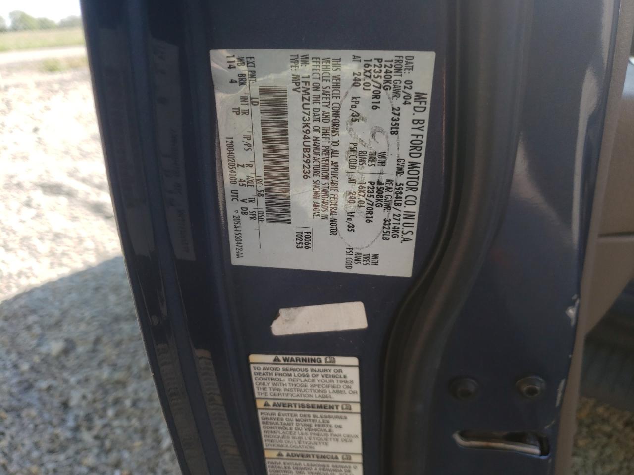 Photo 10 from auction – 2004 FORD EXPLORER X with VIN 1FMZU73K94UB29236