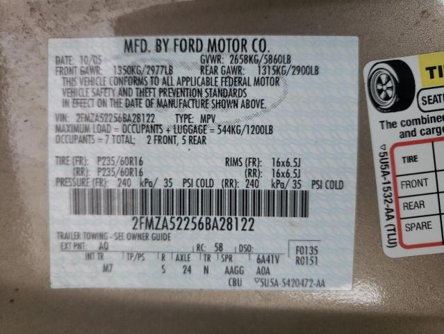 Photo 10 from auction – 2006 FORD FREESTAR S with VIN 2FMZA52256BA28122