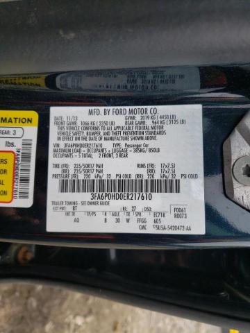 Photo 10 from auction – 2014 FORD FUSION SE with VIN 3FA6P0HD0ER217610