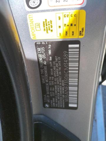 Photo 10 from auction – 2006 BMW 530 I with VIN WBANE73506CM34589
