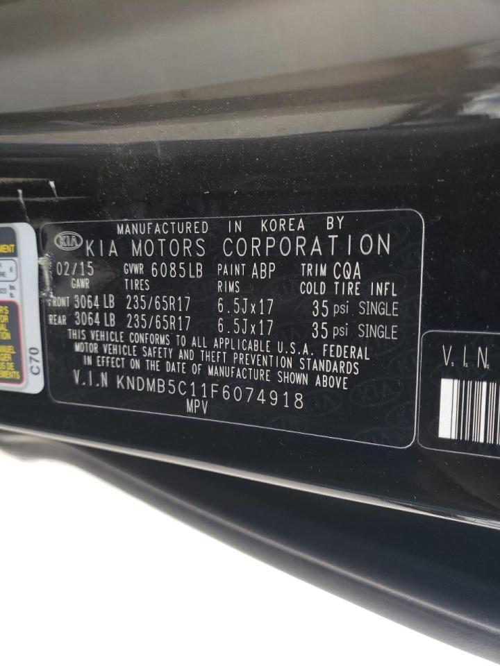 Photo 10 from auction – 2015 KIA SEDONA LX with VIN KNDMB5C11F6074918