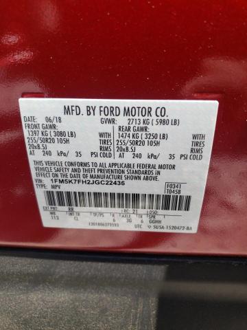 Photo 10 from auction – 2018 FORD EXPLORER L with VIN 1FM5K7FH2JGC22436