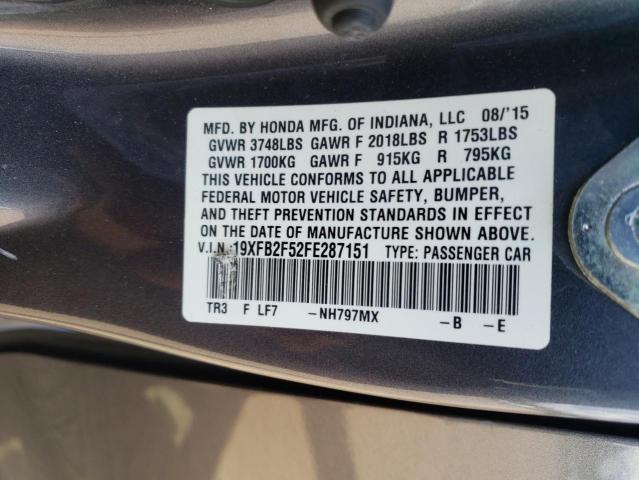 Photo 10 from auction – 2015 HONDA CIVIC LX with VIN 19XFB2F52FE287151