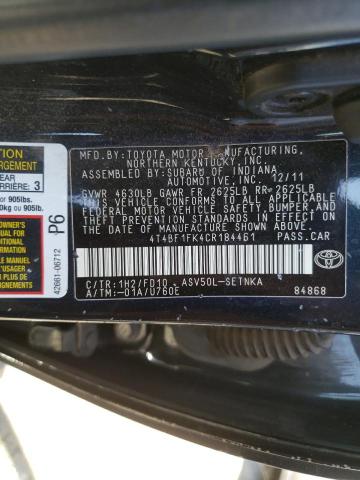 TOYOTA CAMRY BASE 2012 z numerem VIN 4T4BF1FK4CR184461 - Zdjęcie z aukcji