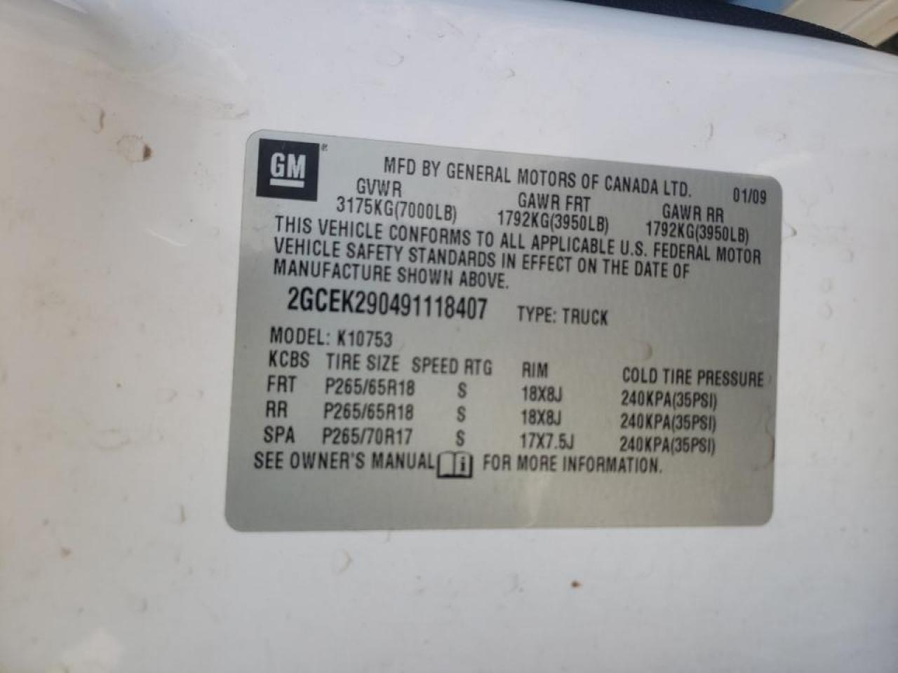 Photo 10 from auction – 2009 CHEVROLET SILVERADO with VIN 2GCEK290491118407