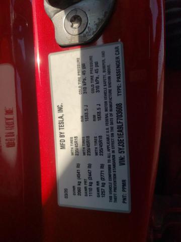 Photo 10 from auction – 2020 TESLA MODEL 3 with VIN 5YJ3E1EA9LF703608