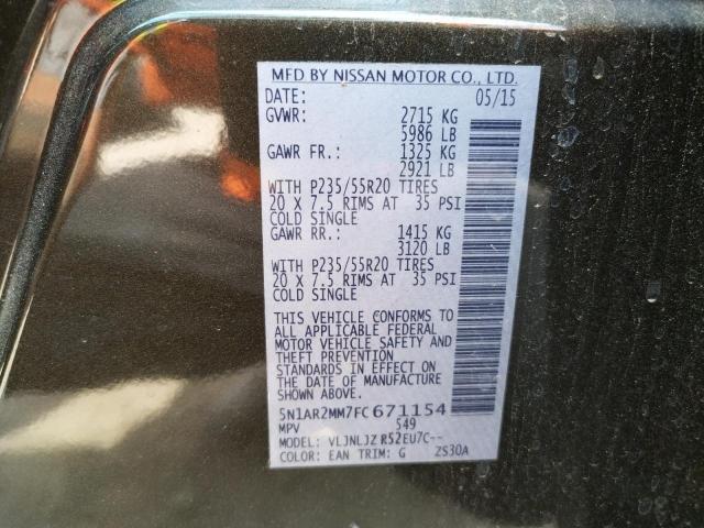 Photo 10 from auction – 2015 NISSAN PATHFINDER with VIN 5N1AR2MM7FC671154