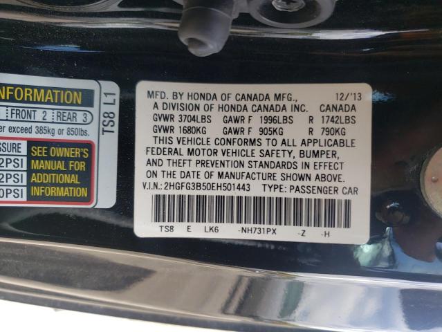 Photo 10 from auction – 2014 HONDA CIVIC LX with VIN 2HGFG3B50EH501443