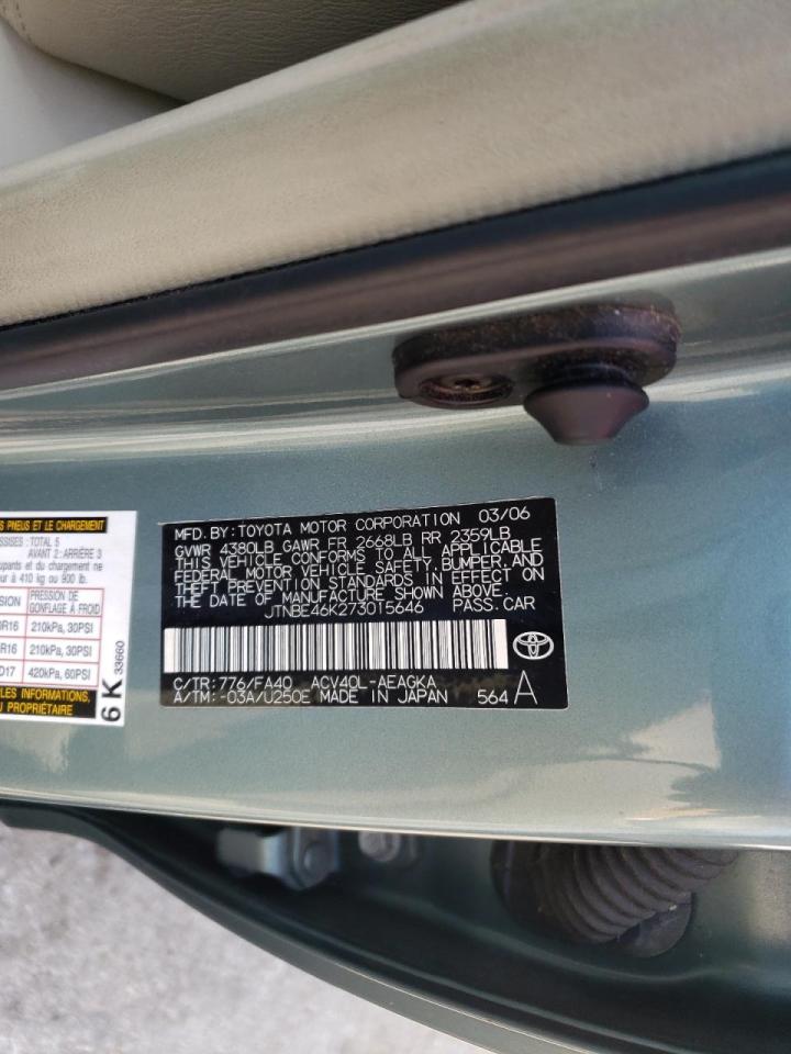 Photo 10 from auction – 2007 TOYOTA CAMRY CE with VIN JTNBE46K273015646