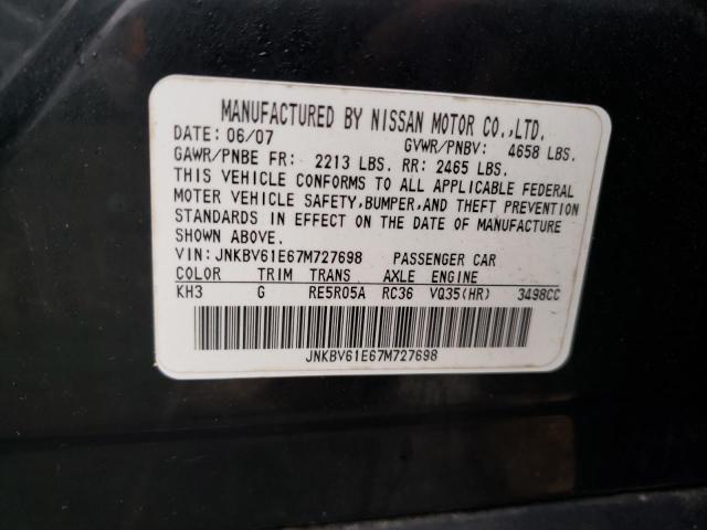Photo 10 from auction – 2007 INFINITI G35 with VIN JNKBV61E67M727698