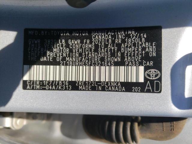 Photo 10 from auction – 2015 TOYOTA COROLLA L with VIN 2T1BURHE5FC321645