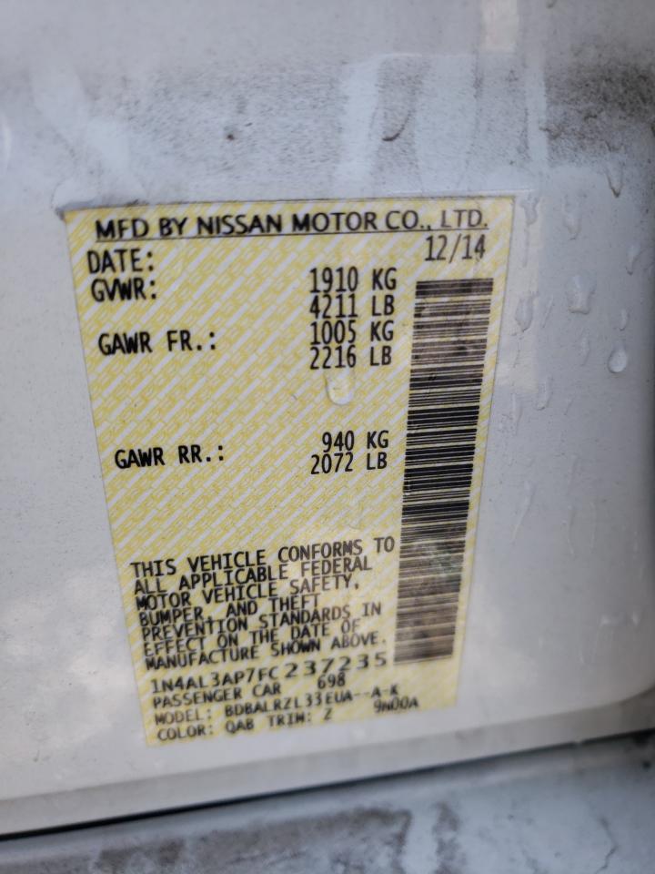 Photo 10 from auction – 2015 NISSAN ALTIMA 2.5 with VIN 1N4AL3AP7FC237235