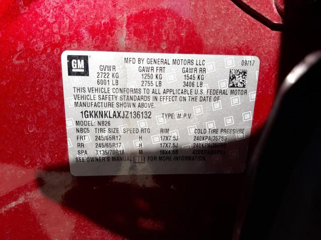 Photo 10 from auction – 2018 GMC ACADIA SLE with VIN 1GKKNKLAXJZ136132