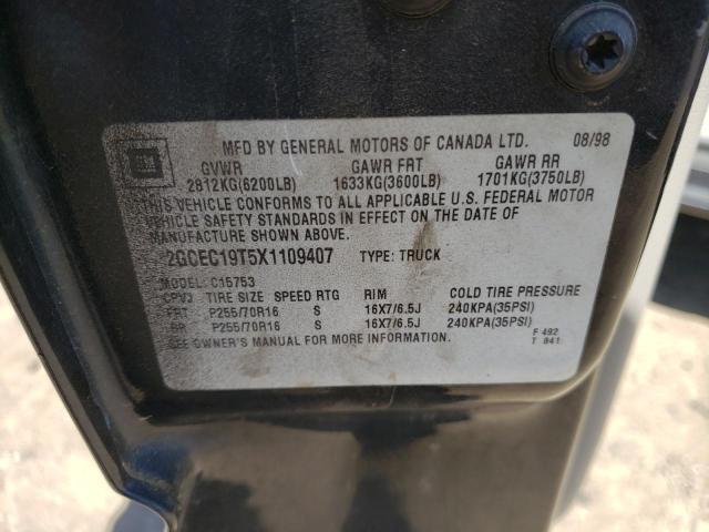 Photo 10 from auction – 1999 CHEVROLET SILVERADO with VIN 2GCEC19T5X1109407