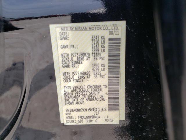 Photo 10 from auction – 2012 NISSAN ARMADA SV with VIN 5N1BA0ND2CN600135