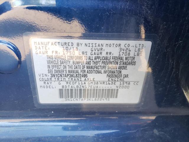 Photo 10 from auction – 2019 NISSAN VERSA S with VIN 3N1CN7AP3KL822495