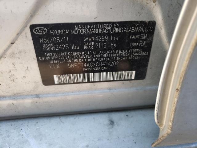 Photo 10 from auction – 2012 HYUNDAI SONATA GLS with VIN 5NPEB4ACXCH414202
