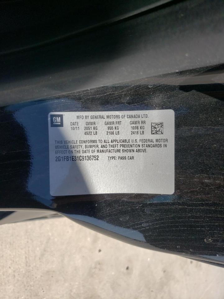 Photo 10 from auction – 2012 CHEVROLET CAMARO LT with VIN 2G1FB1E31C9136752