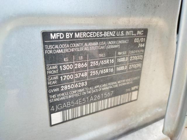 Photo 10 from auction – 2001 MERCEDES-BENZ ML 320 with VIN 4JGAB54E51A261567