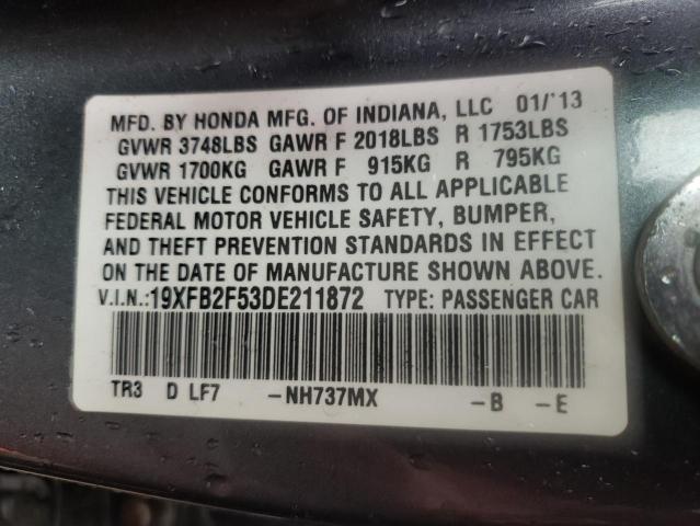 Photo 10 from auction – 2013 HONDA CIVIC LX with VIN 19XFB2F53DE211872
