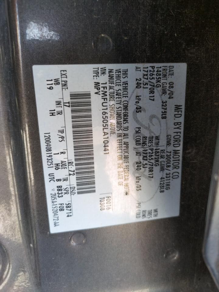 Photo 10 from auction – 2005 FORD EXPEDITION with VIN 1FMFU16505LA10441