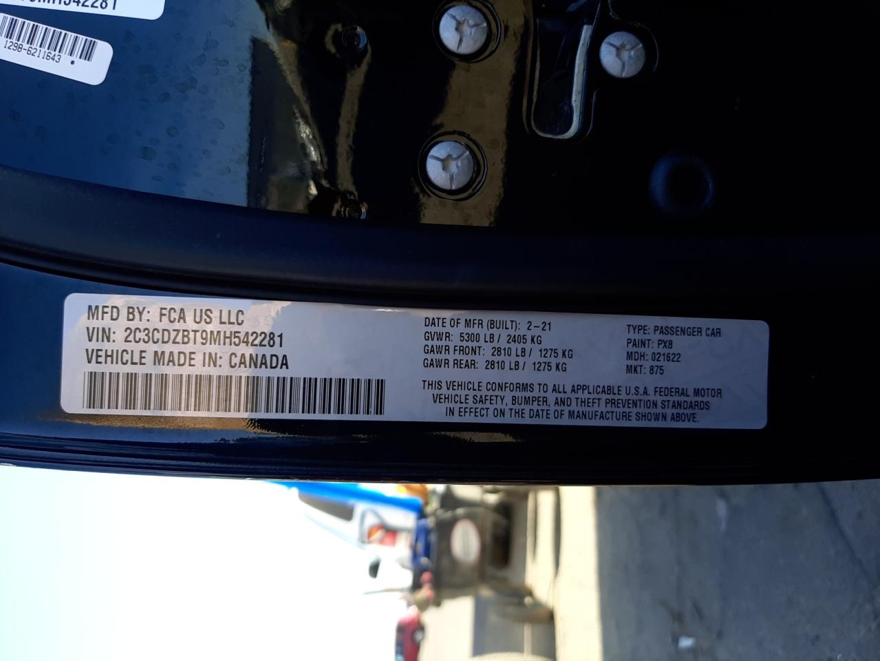 Photo 10 from auction – 2021 DODGE CHALLENGER with VIN 2C3CDZBT9MH542281