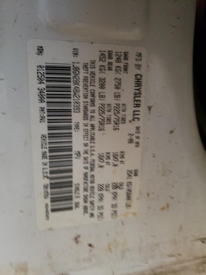 Photo 10 from auction – 2008 JEEP LIBERTY SP with VIN 1J8GN28K48W210393