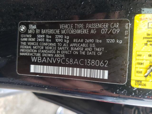 Photo 10 from auction – 2010 BMW 535 XI with VIN WBANV9C58AC138062