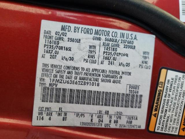 Photo 10 from auction – 2002 FORD EXPLORER X with VIN 1FMZU63E62ZB91018