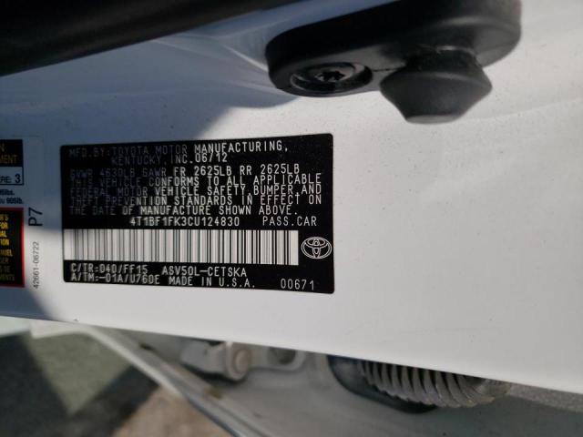 Photo 10 from auction – 2012 TOYOTA CAMRY BASE with VIN 4T1BF1FK3CU124830