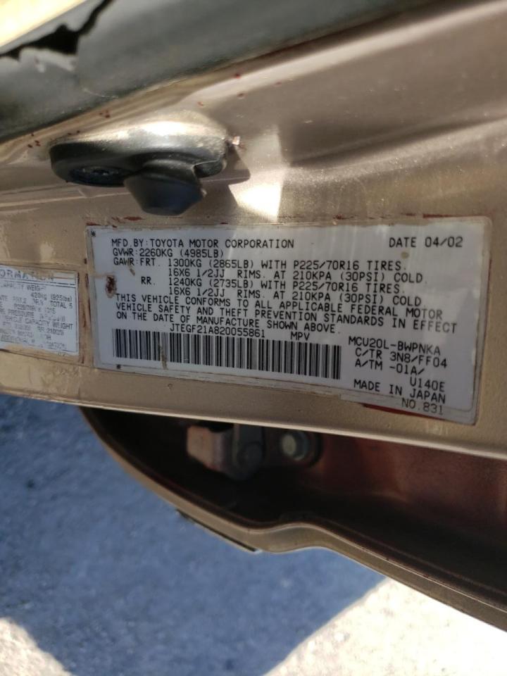 Photo 10 from auction – 2002 TOYOTA HIGHLANDER with VIN JTEGF21A820055861