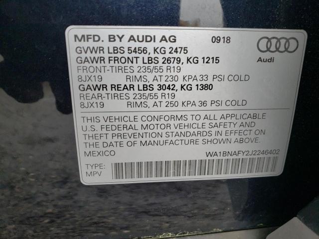 Photo 10 from auction – 2018 AUDI Q5 PREMIUM with VIN WA1BNAFY2J2246402