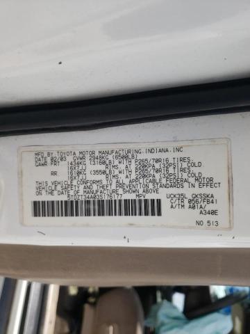 Photo 10 from auction – 2003 TOYOTA SEQUIOA with VIN 5TDZT34A03S176177
