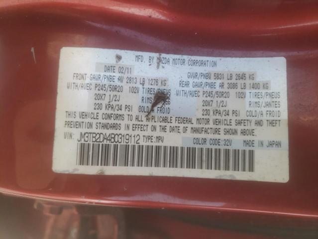 Photo 10 from auction – 2011 MAZDA CX-9 with VIN JM3TB2DA4B0319112